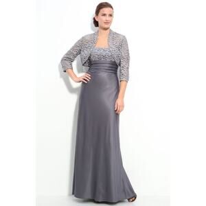 Adrianna Papell Blue Lace Off The Shoulder Dress Formal Wedding Holiday Size 16